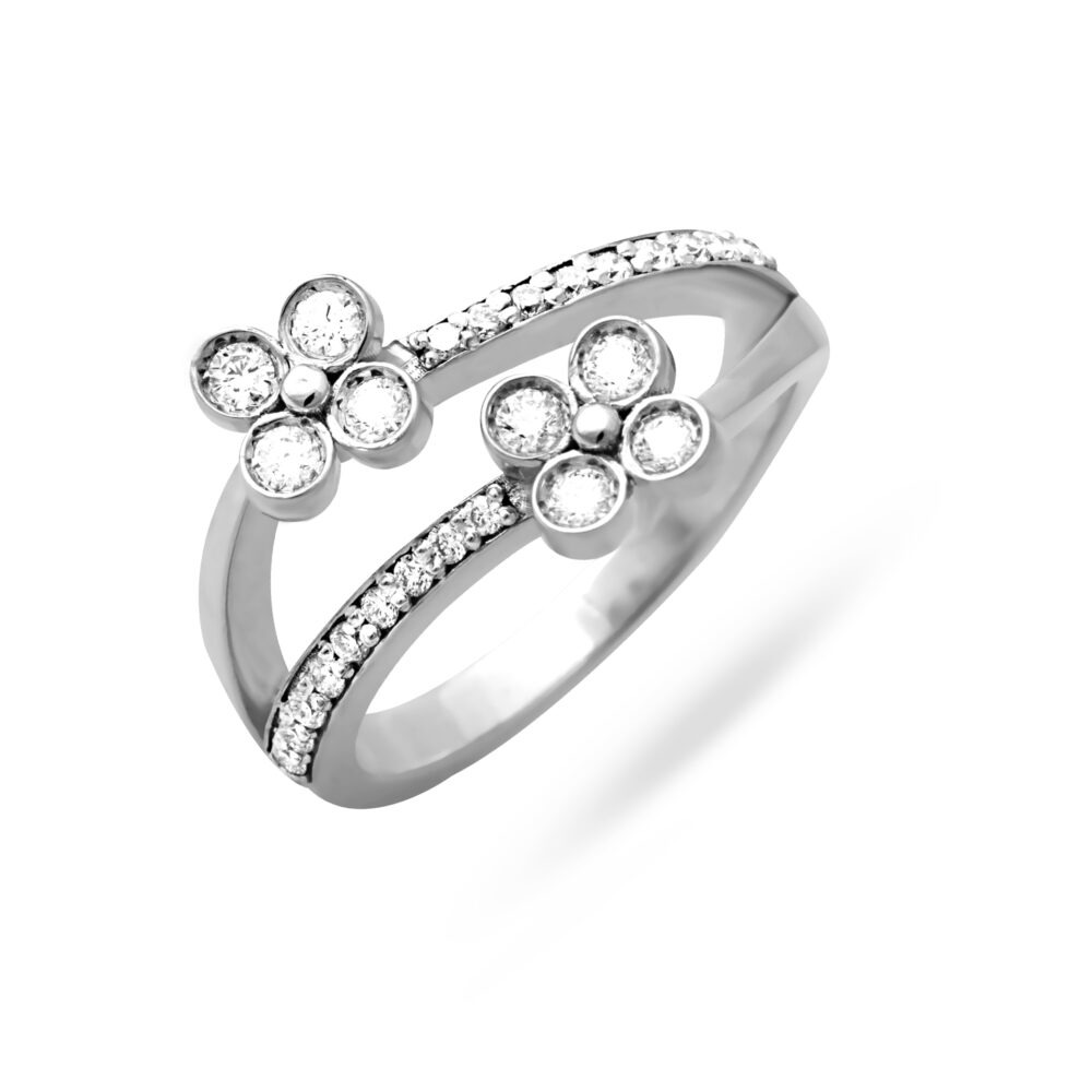 osha jewels petal perfection dual flower ring white gold