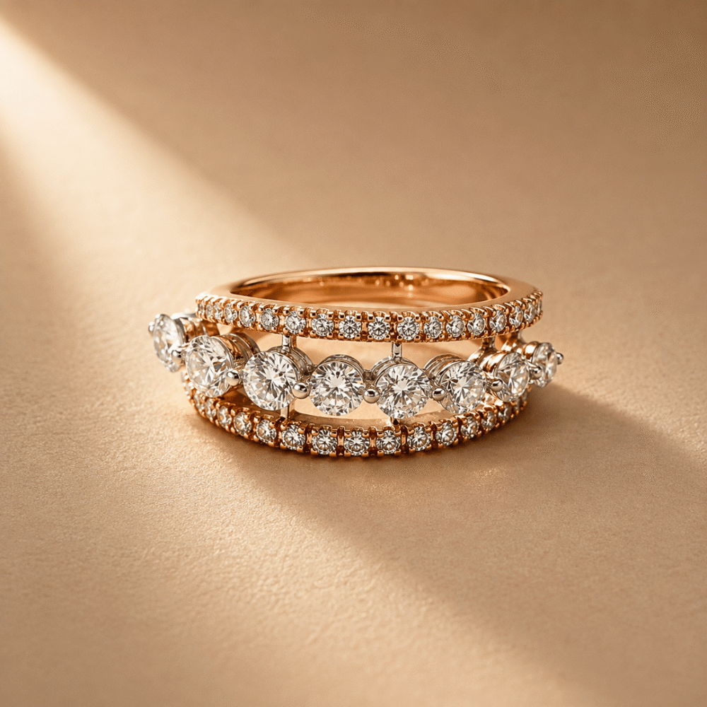 Linear Light Diamond Ring by Osha Jewels Kolkata
