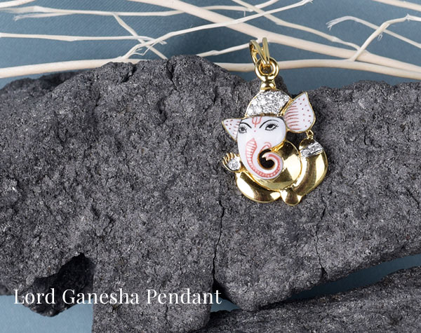 lab grown diamond ganesha pendant