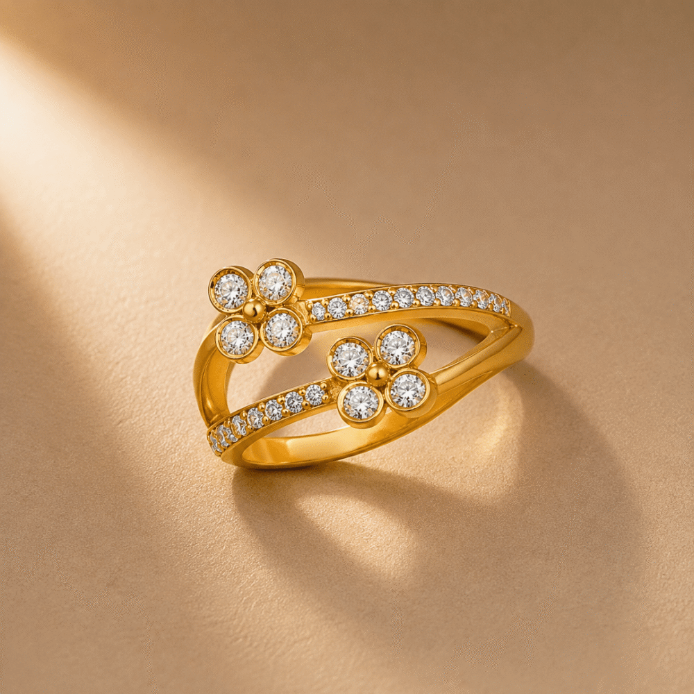 osha jewels petal perfection dual flower ring yellow gold