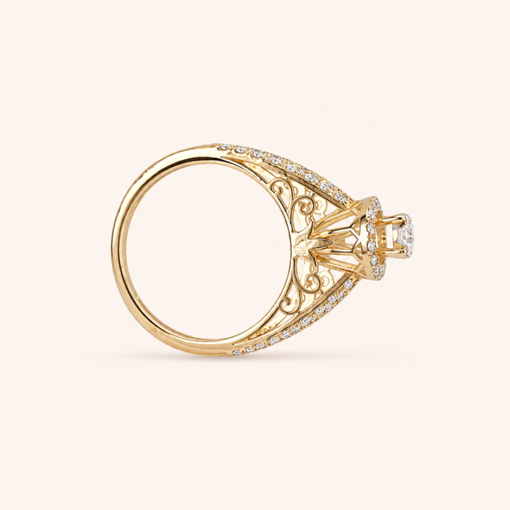 Double Shank Solitaire Ring by OSHA Jewels with 53 lab-grown diamonds.