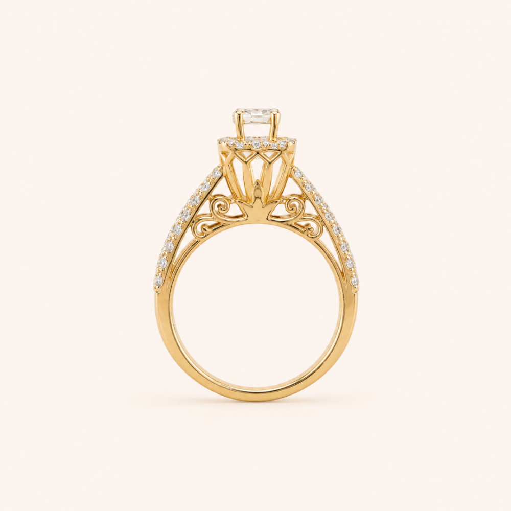 Double Shank Solitaire Ring by OSHA Jewels with 53 lab-grown diamonds.