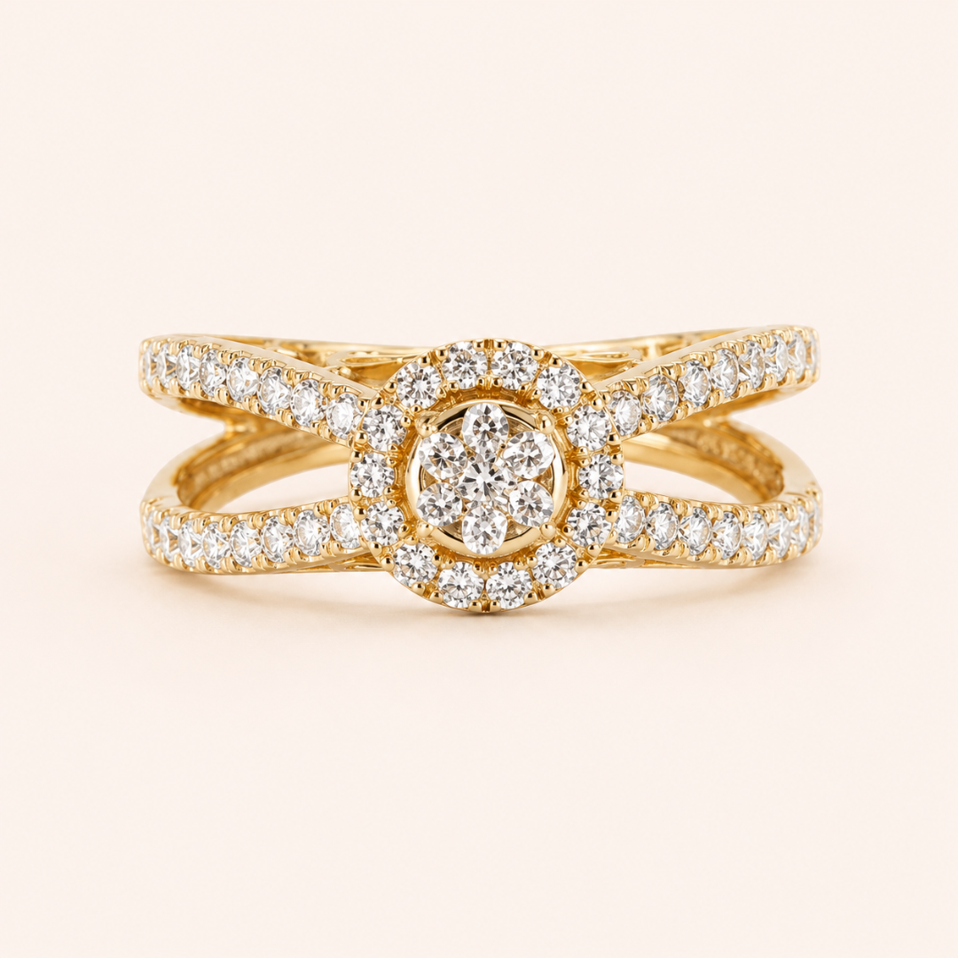 Double Shank Solitaire Ring