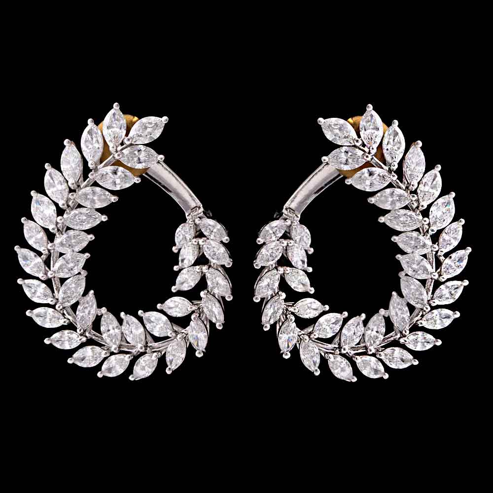 Eternal Bloom Marquise Diamond Hoop Earrings