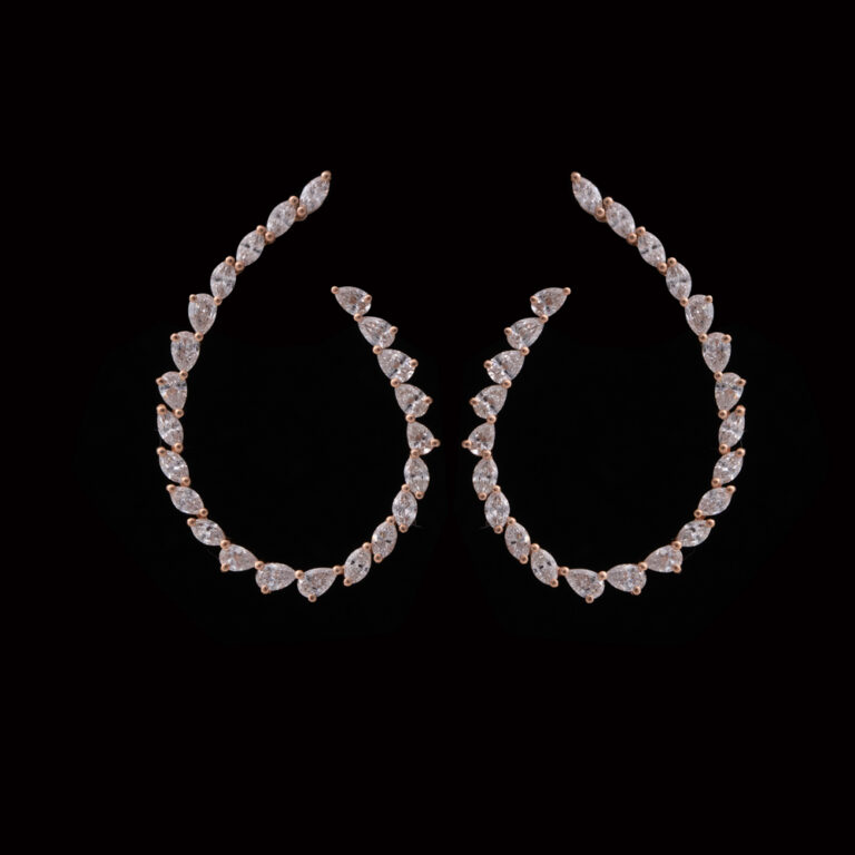 1.69ct Marquise Pear Diamond Hoop Earrings