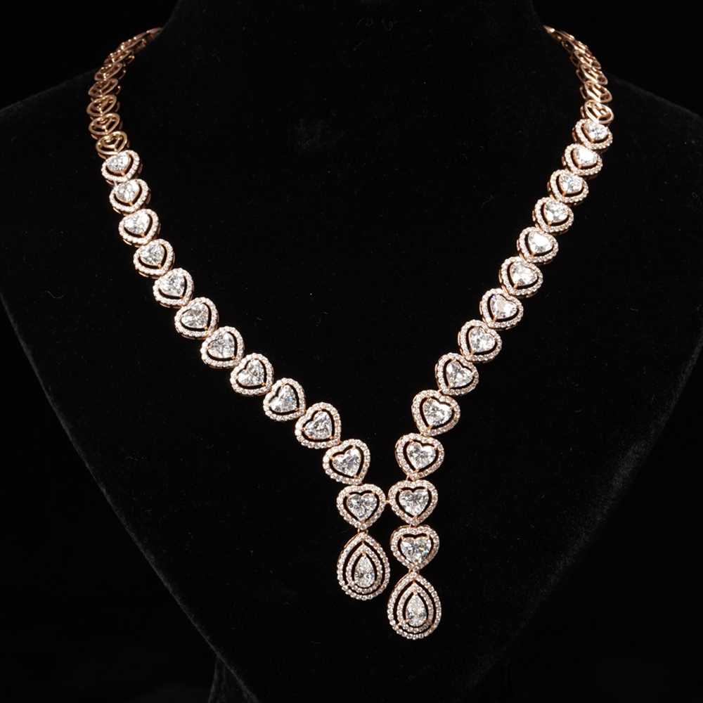 osha jewels Lab-Grown Diamond Heart Shape Necklace