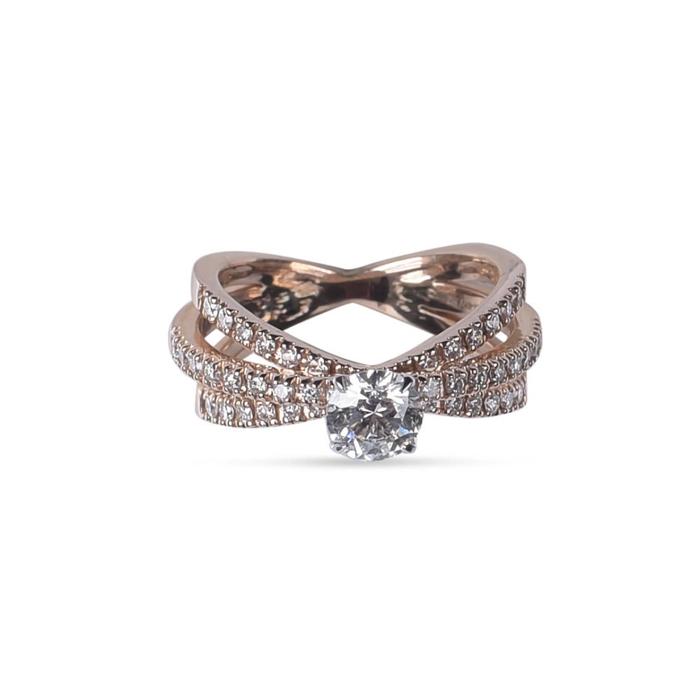 Triple Crossover Solitaire Ring by OSHA Jewels with 53 lab-grown diamonds.