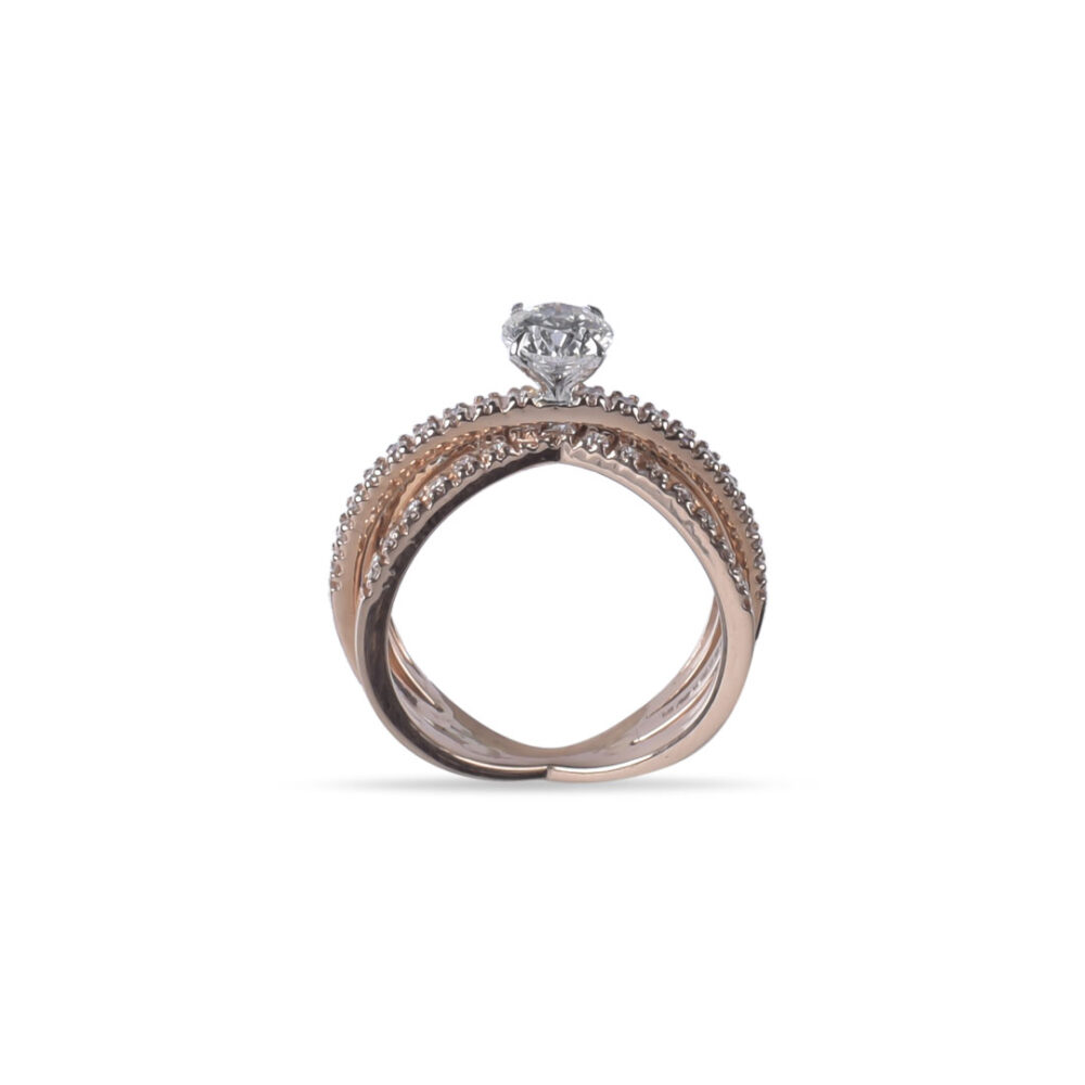 Triple Crossover Solitaire Ring by OSHA Jewels with 53 lab-grown diamonds.