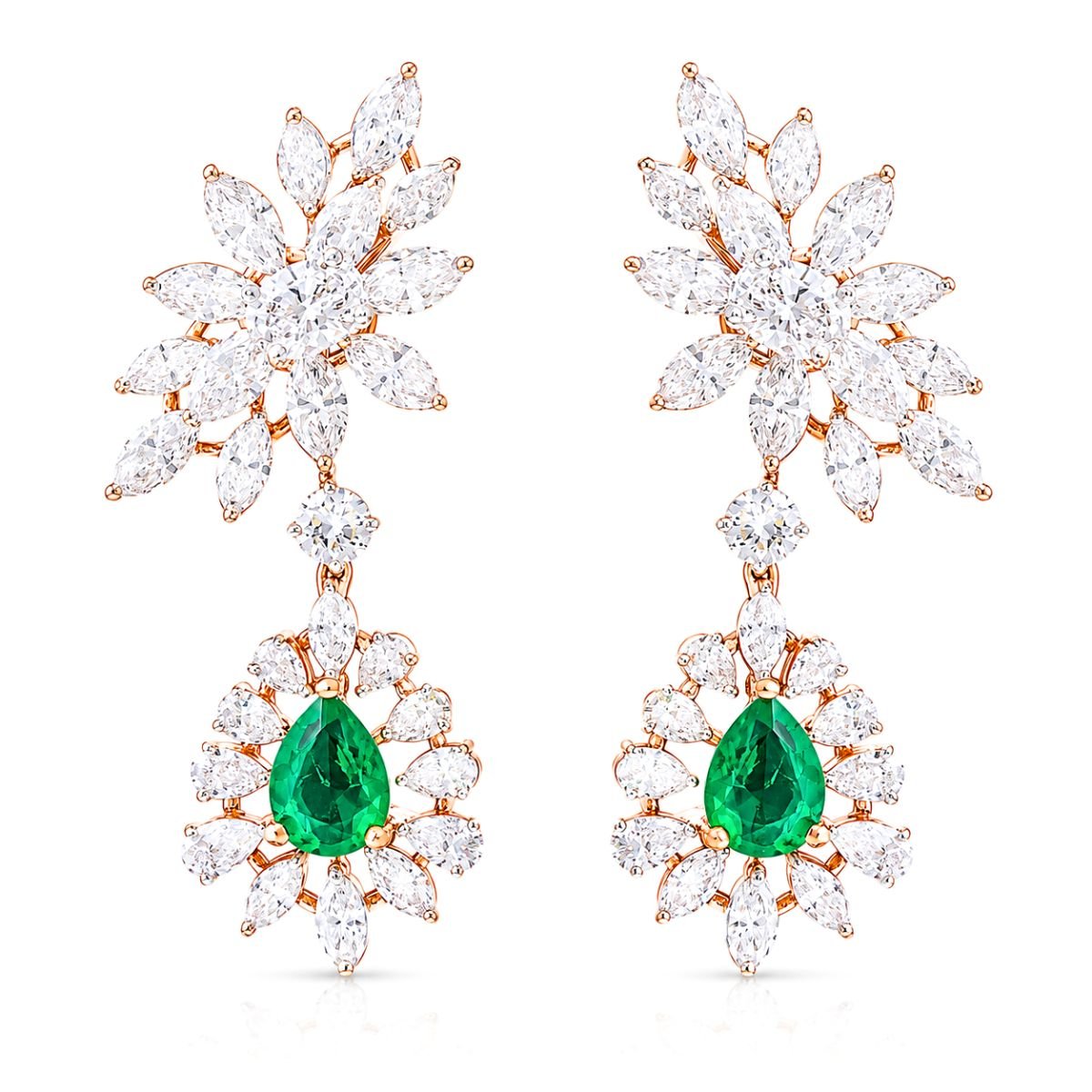 Green Stone Glamour Drop Earrings