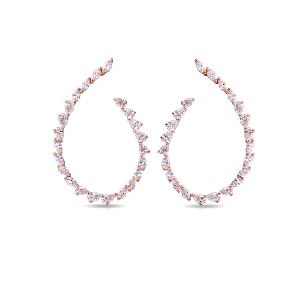 1.69ct Marquise Pear Diamond Hoop Earrings