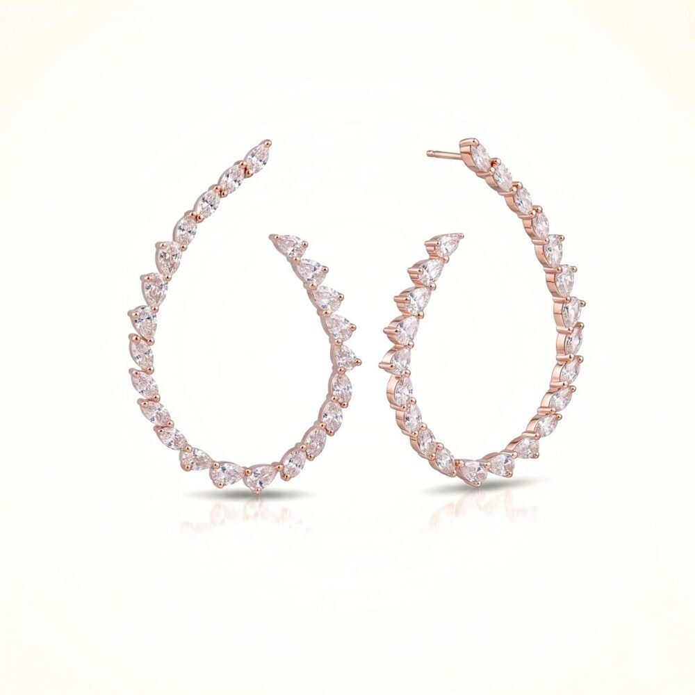 1.69ct Marquise Pear Diamond Hoop Earrings 45