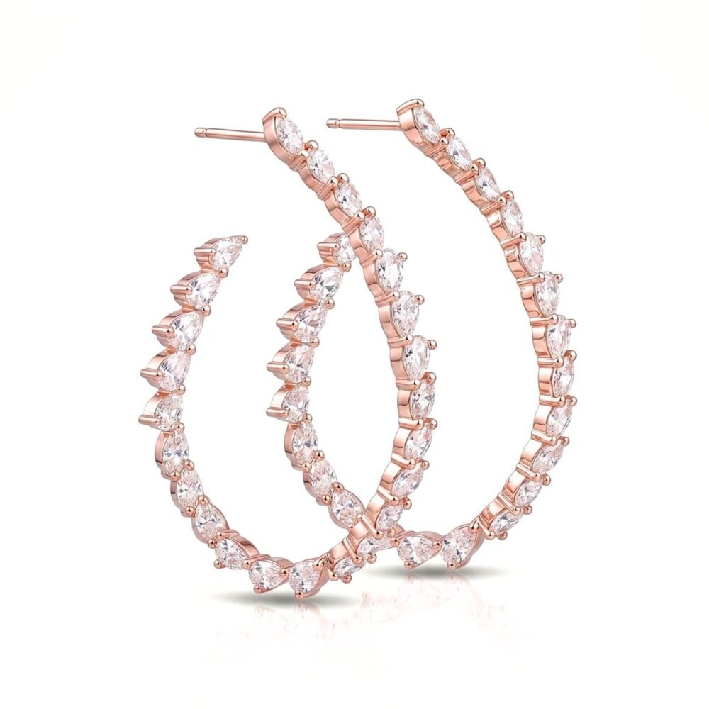 1.69ct Marquise Pear Diamond Hoop Earrings side