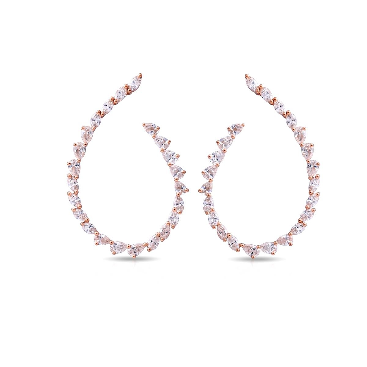 1.69ct Marquise Pear Diamond Hoop Earrings