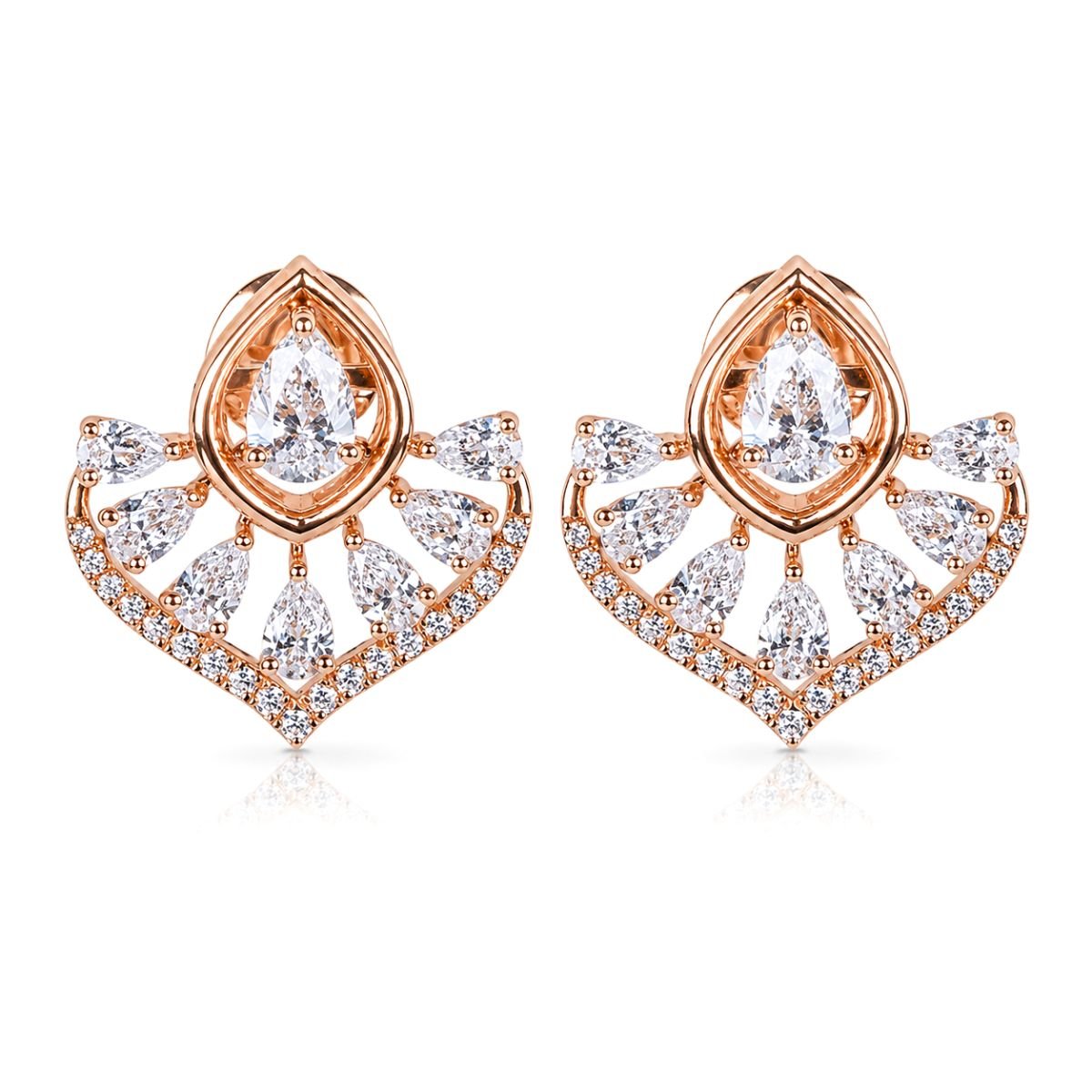 Elegant Floral Leaf Diamond Earrings