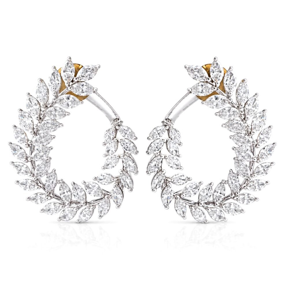 Eternal Bloom Marquise Lab Grown Diamond Hoop Earrings by Osha Jewels