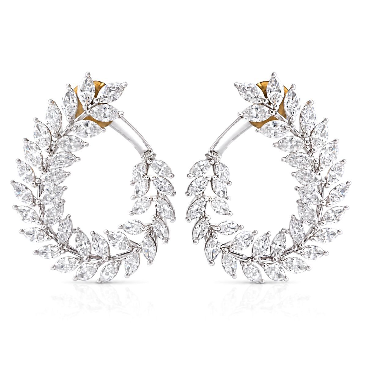 Eternal Bloom Marquise Diamond Hoop Earrings