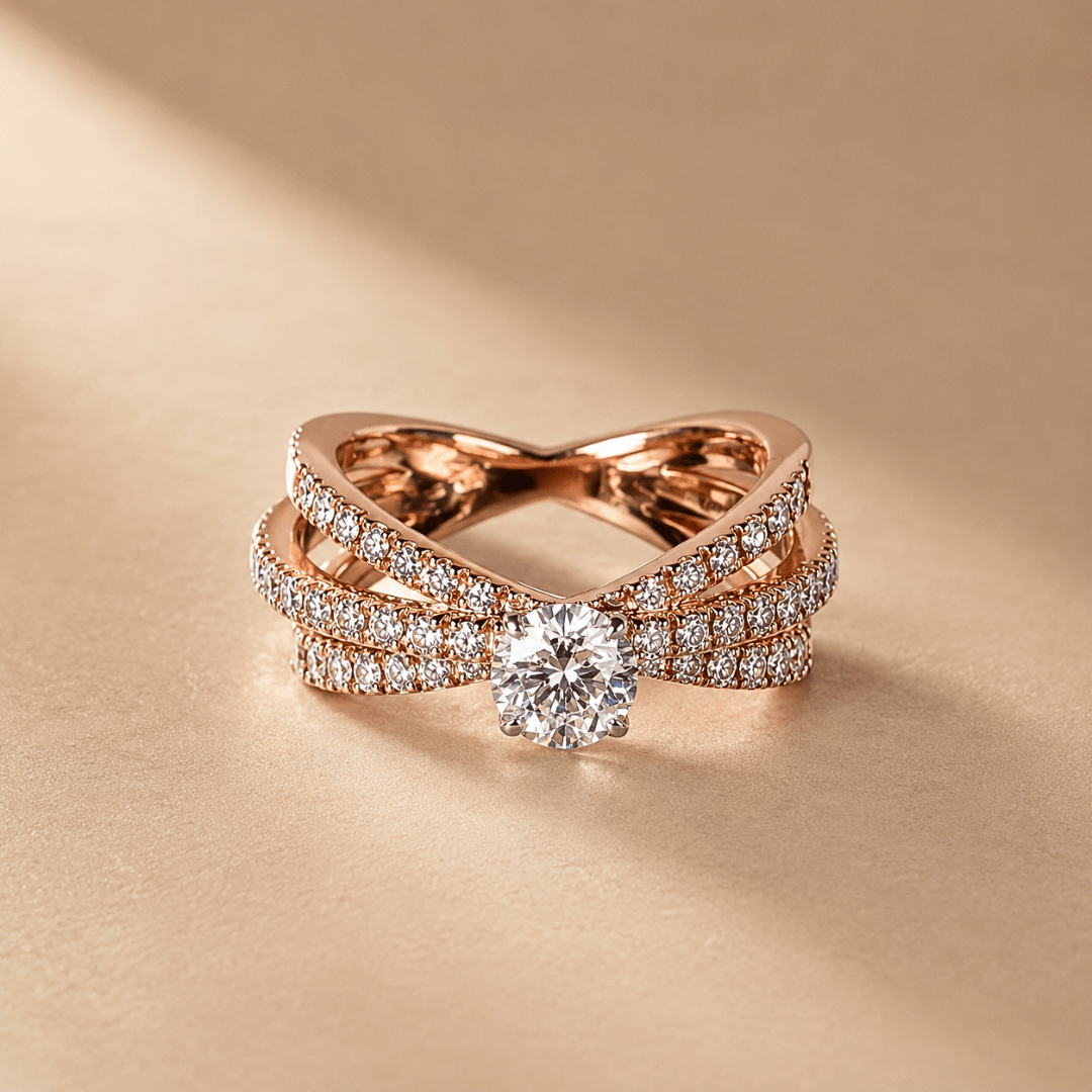 Triple Crossover Solitaire Ring