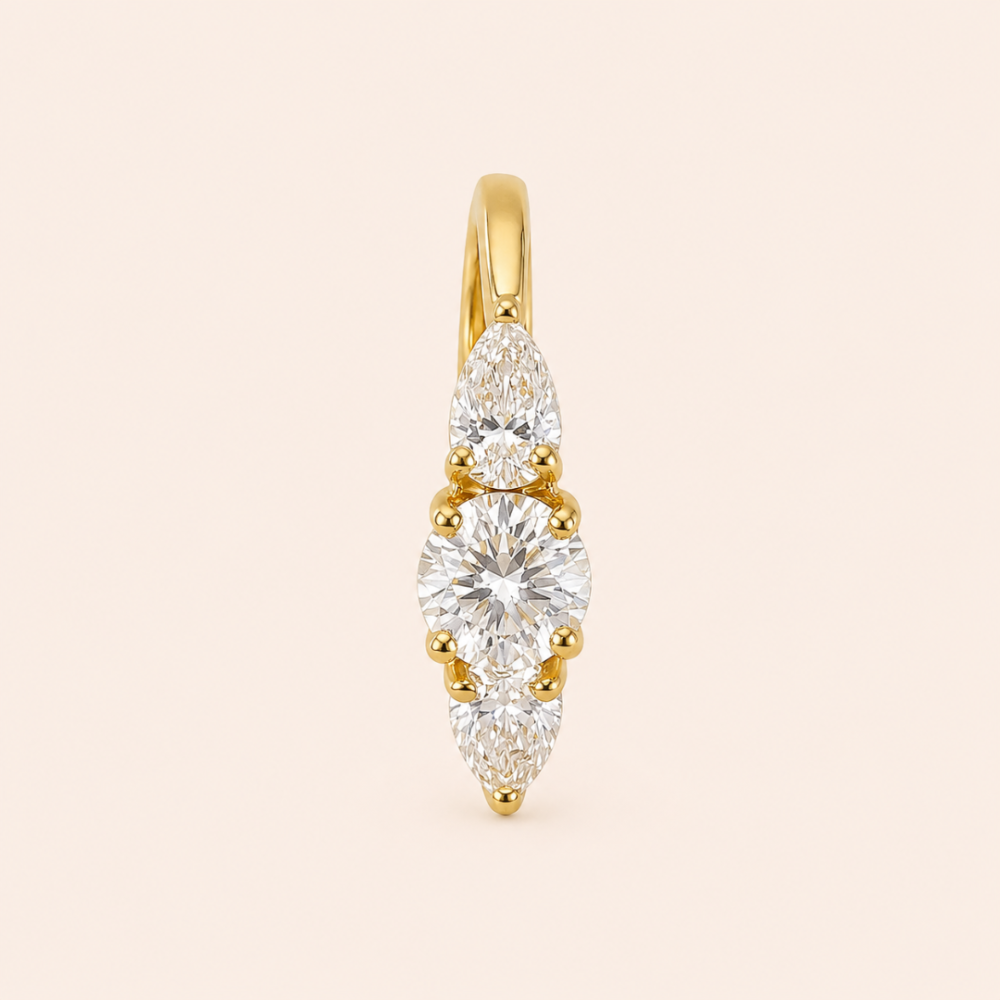 3 Stone Diamond Ring in Yellow Gold from OSHA JEWELS