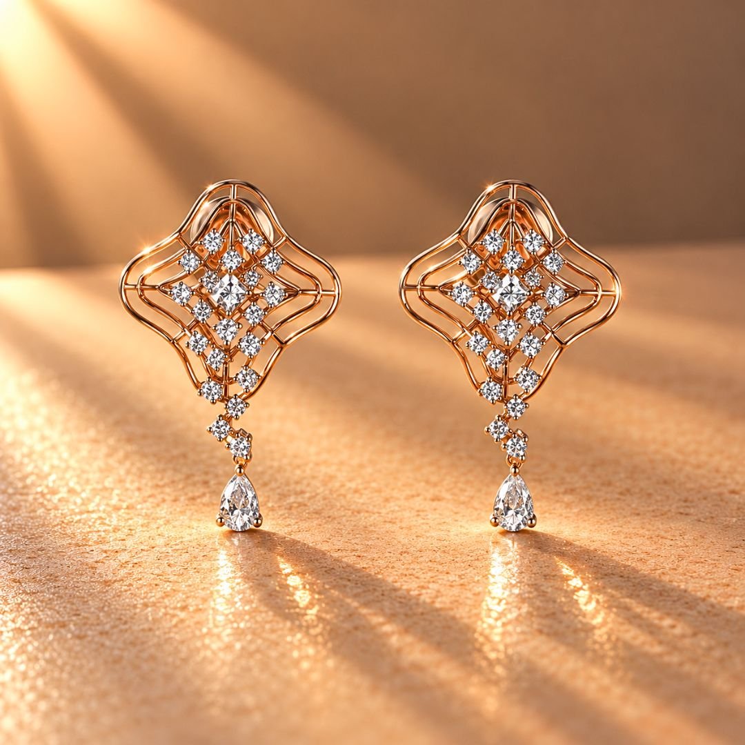 Elegant Diamond Lattice Earrings