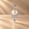 Elegant Pearl Pendant with Marquise Lab-Grown Diamonds from OSHA Jewels