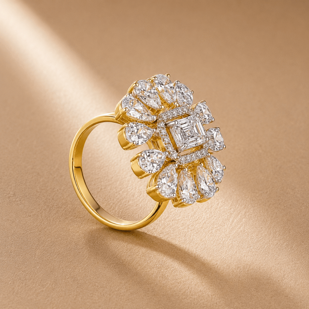 Floral Pear Cocktail Ring from OSHA Jewels