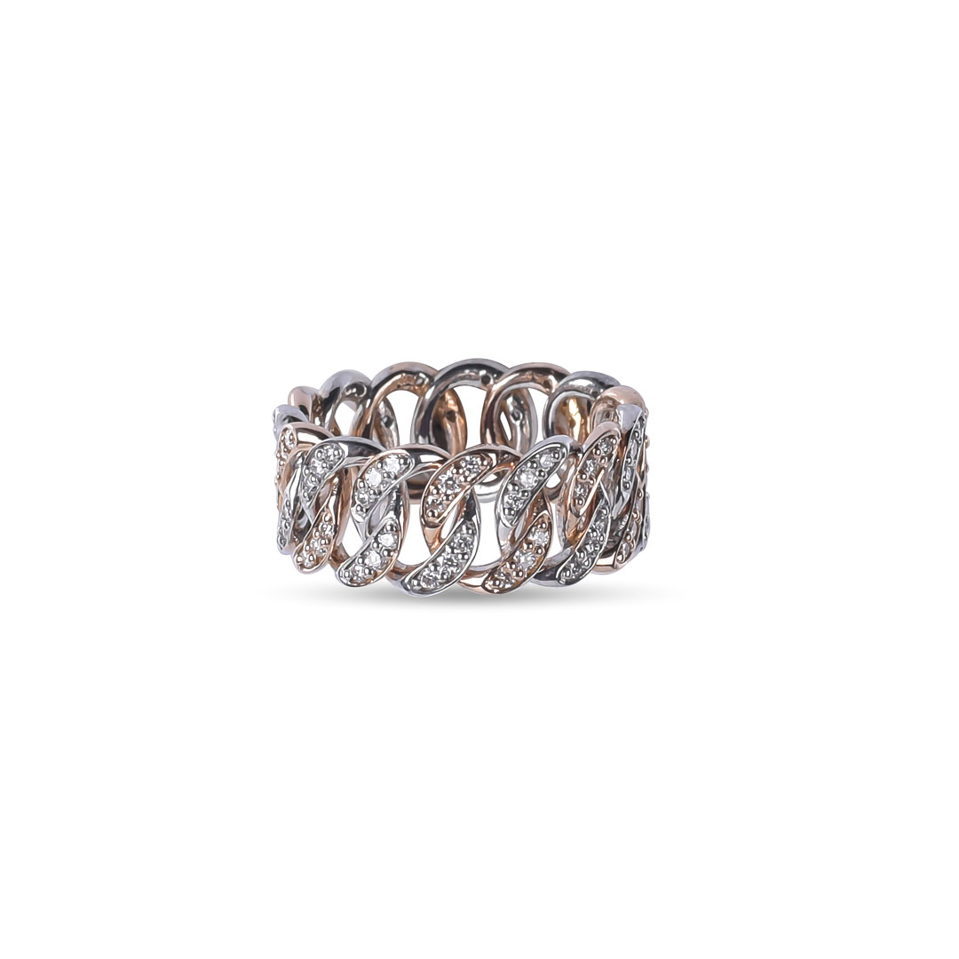 Two Tone Chain Link Stackable Diamond Ring