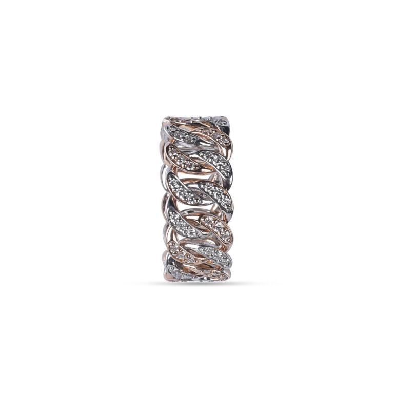 Two Tone Chain Link Stackable Diamond Ring from Osha Jewels