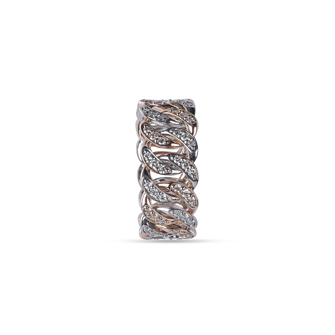 Two Tone Chain Link Stackable Diamond Ring from Osha Jewels