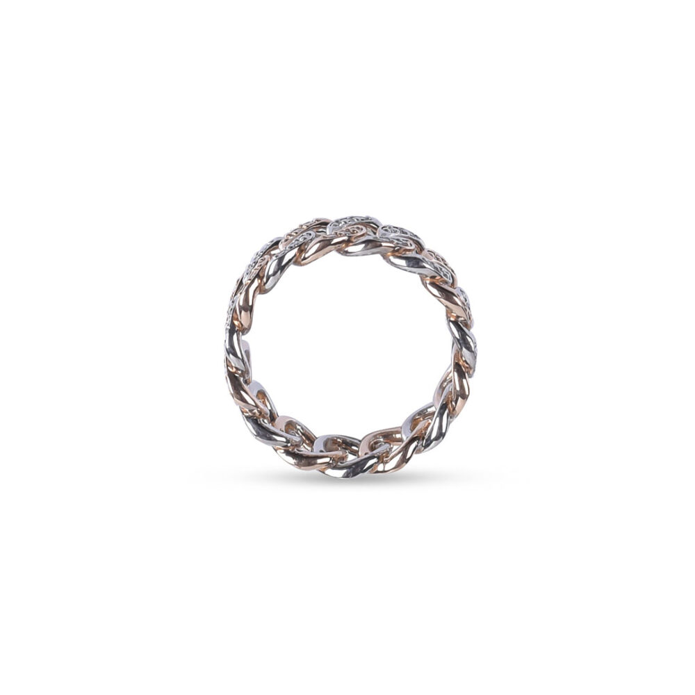 Two Tone Chain Link Stackable Diamond Ring from Osha Jewels