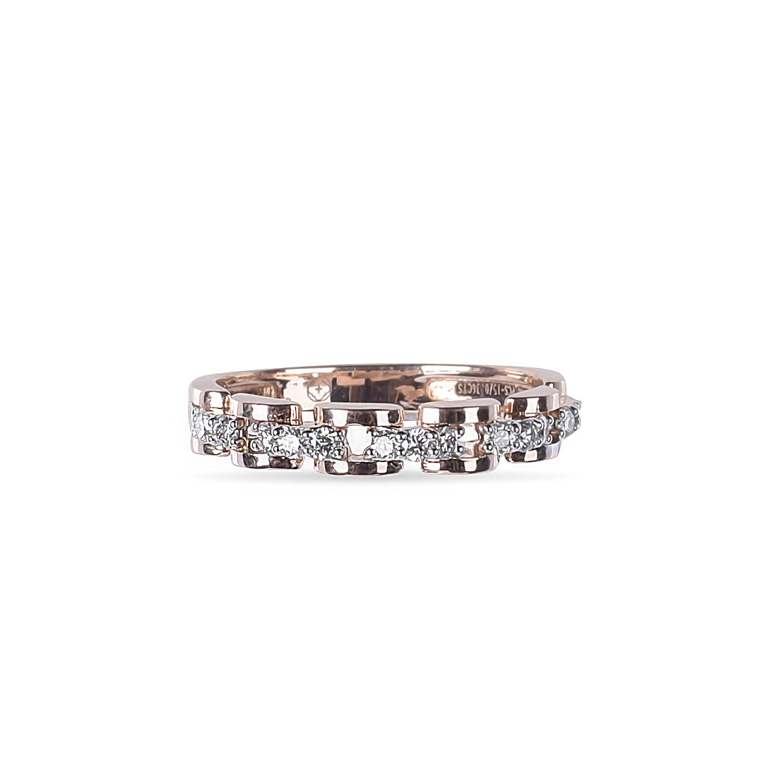 Stackable Chain Ring with 15 Round Diamonds – 0.36 Carats