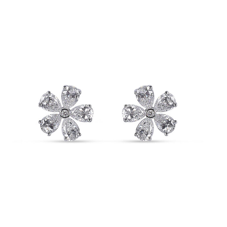 3 Carat Pear-Shaped Diamond Flower Head Earrings from OSHA Jewels