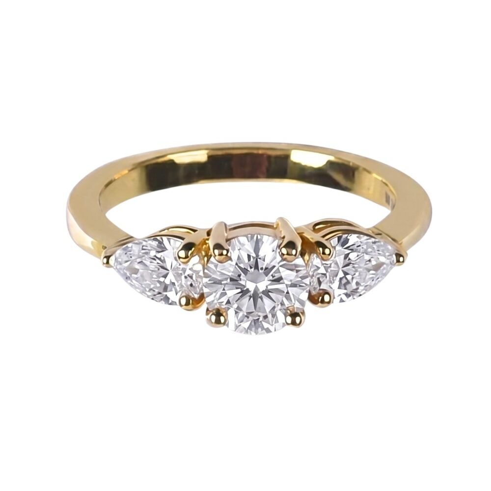 3 Stone Diamond Ring in Yellow Gold from OSHA JEWELS