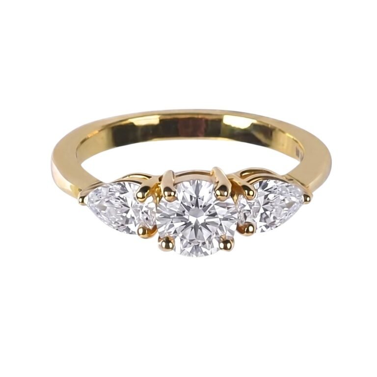 3 Stone Diamond Ring in Yellow Gold from OSHA JEWELS