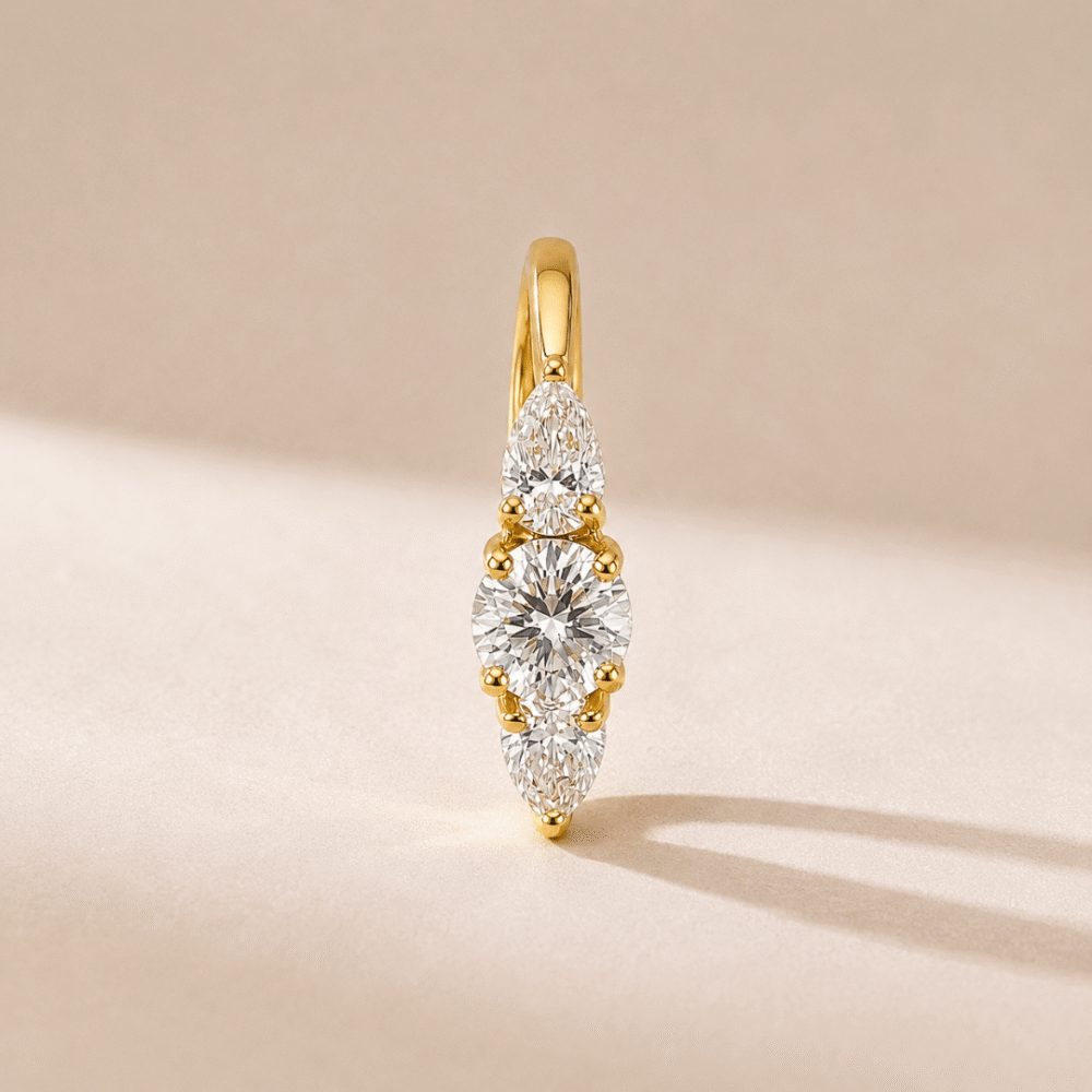 3 Stone Diamond Ring in Yellow Gold from OSHA JEWELS