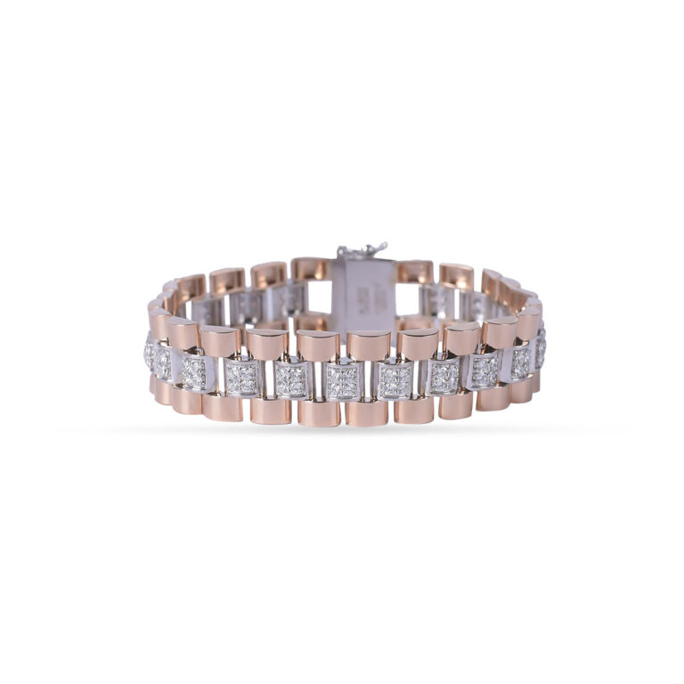 Men's Two-Tone Charm Bracelet with 2.85 Carats Lab-Grown Diamonds