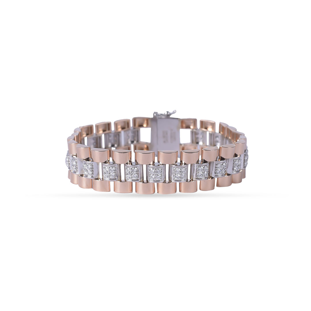 Men’s Two-Tone Charm Bracelet with 2.85 Carats Lab-Grown Diamonds