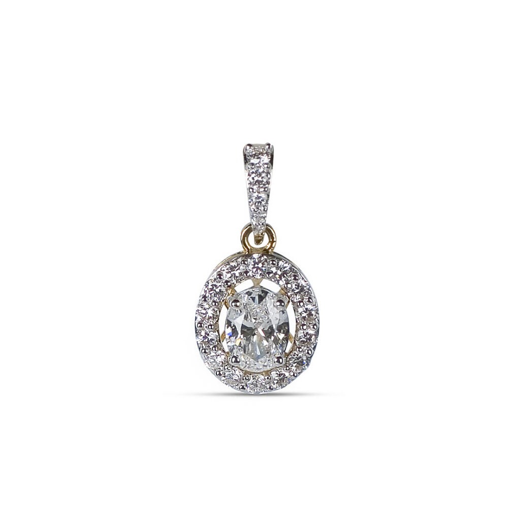 Oval Diamond Solitaire Pendant by Osha Jewels Kolkata