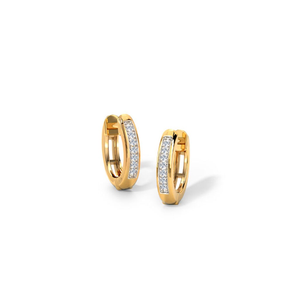 Classic Diamond Hoop Earrings in Yellow Gold