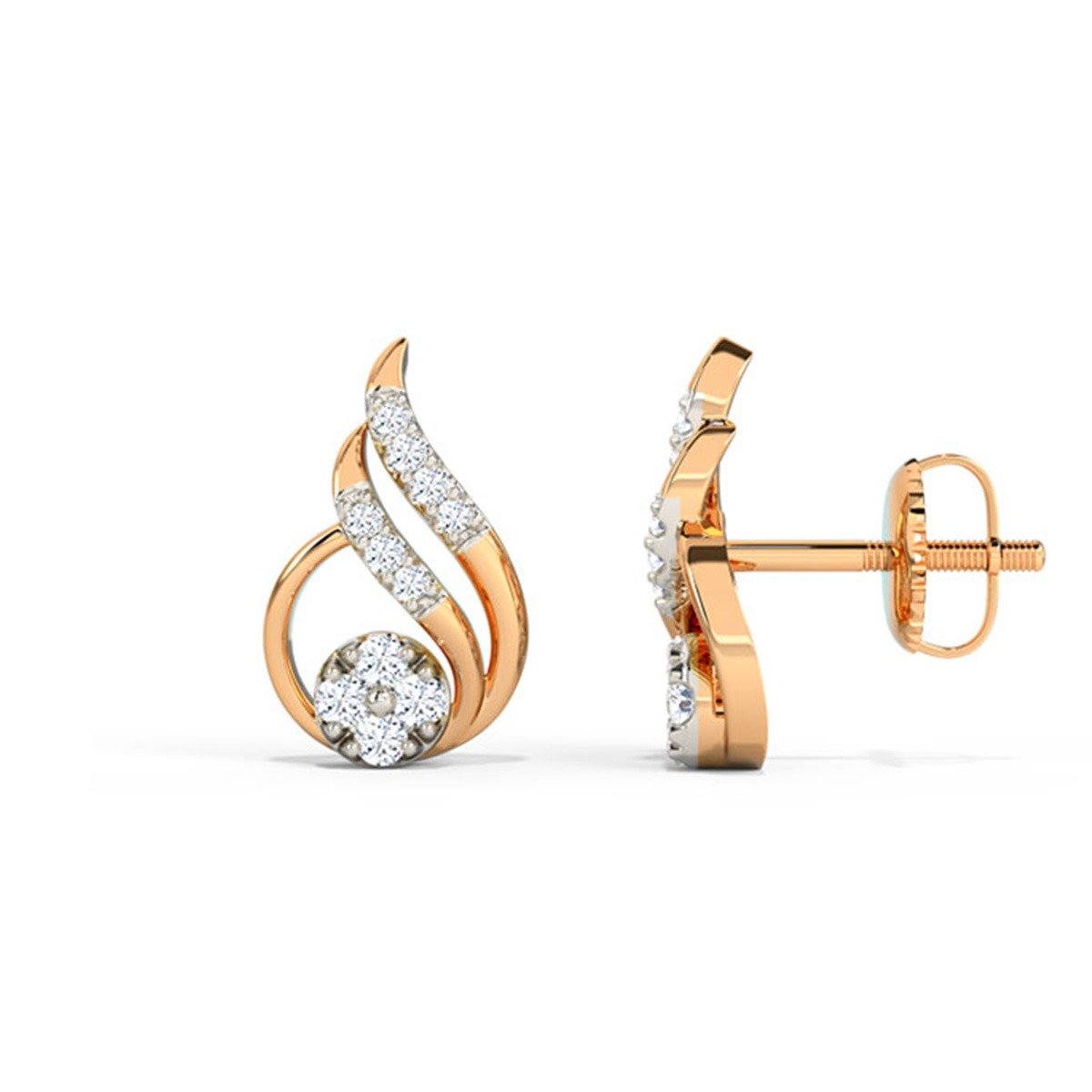 Serenity Swirl Diamond Earrings in Rose Gold osha jewels kolkata