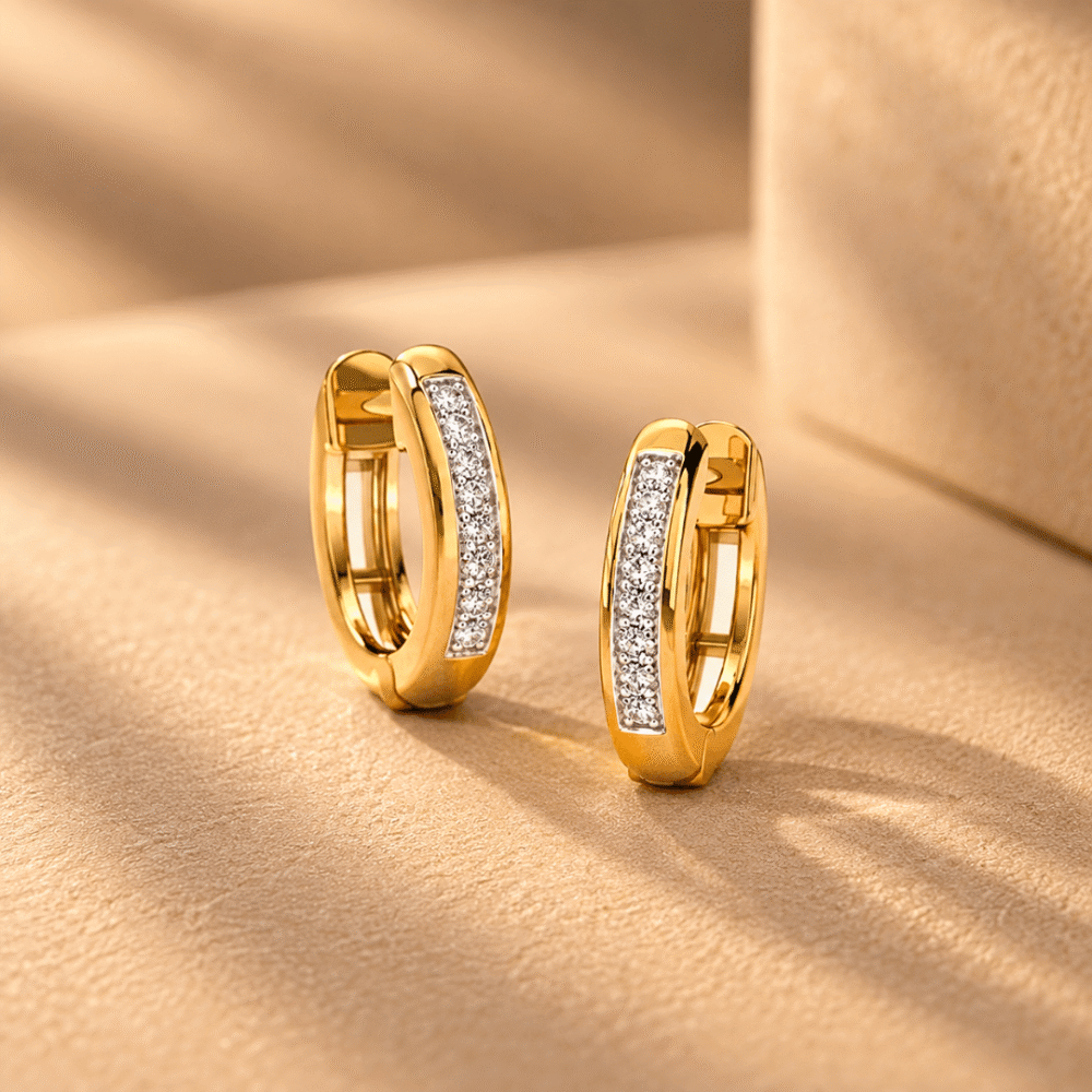 Classic Diamond Hoop Earrings in Yellow Gold