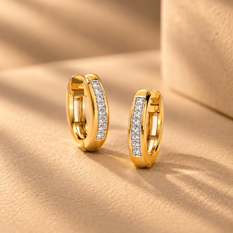 Classic Diamond Hoop Earrings in Yellow Gold