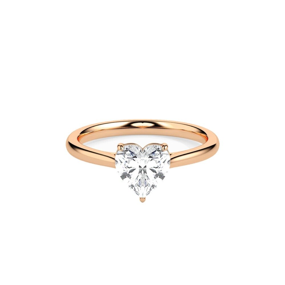 Heart-Shaped Diamond Solitaire Ring in Rose Gold from Osha Jewels