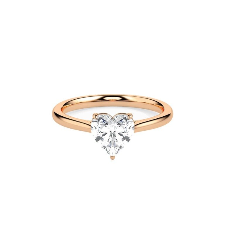 Heart-Shaped Diamond Solitaire Ring in Rose Gold from Osha Jewels