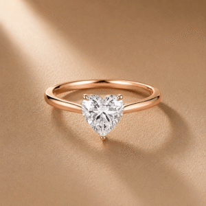 Heart-Shaped Diamond Solitaire Ring in Rose Gold from Osha Jewels