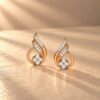 Serenity Swirl Diamond Earrings in Rose Gold osha jewels kolkata