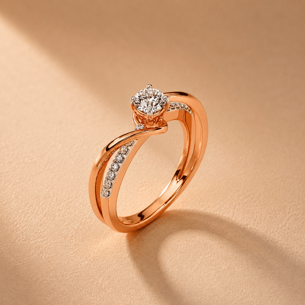 Twilight Twist Diamond Ring in Rose Gold osha jewels kolkata