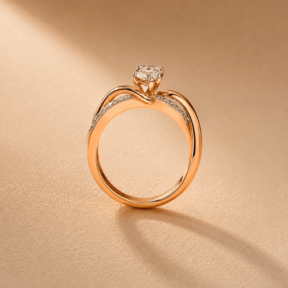 Twilight Twist Diamond Ring in Rose Gold osha jewels kolkata