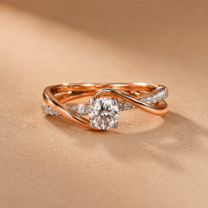 Twilight Twist Diamond Ring in Rose Gold osha jewels kolkata