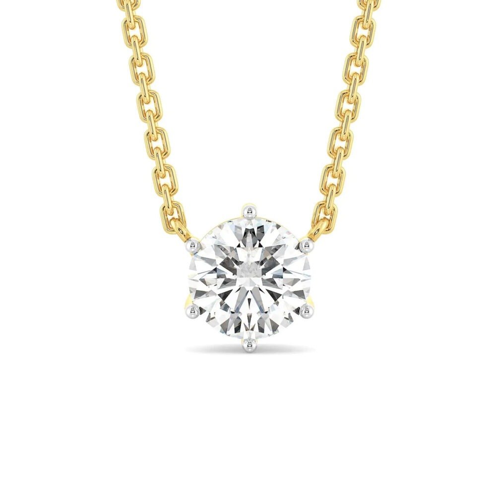 1 Carat Lab-Grown Diamond Solitaire Pendant in 14k Gold Chain