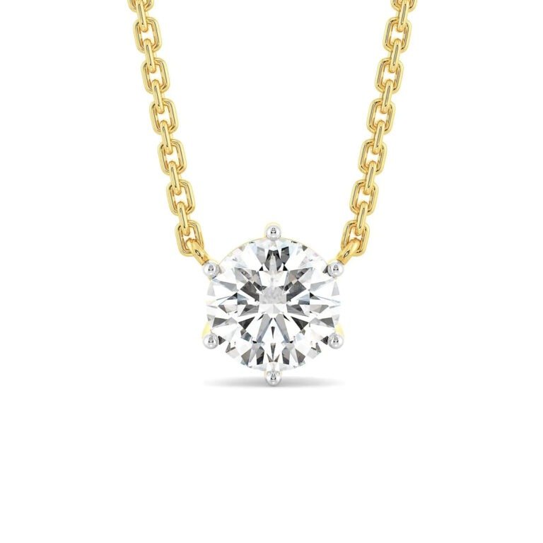 1 Carat Lab-Grown Diamond Solitaire Pendant in 14k Gold Chain